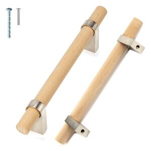 **SOLD** Foxwake Wood/Silver Cabinet Handles 10 Pcs Adjustable Double Hole 3~5”